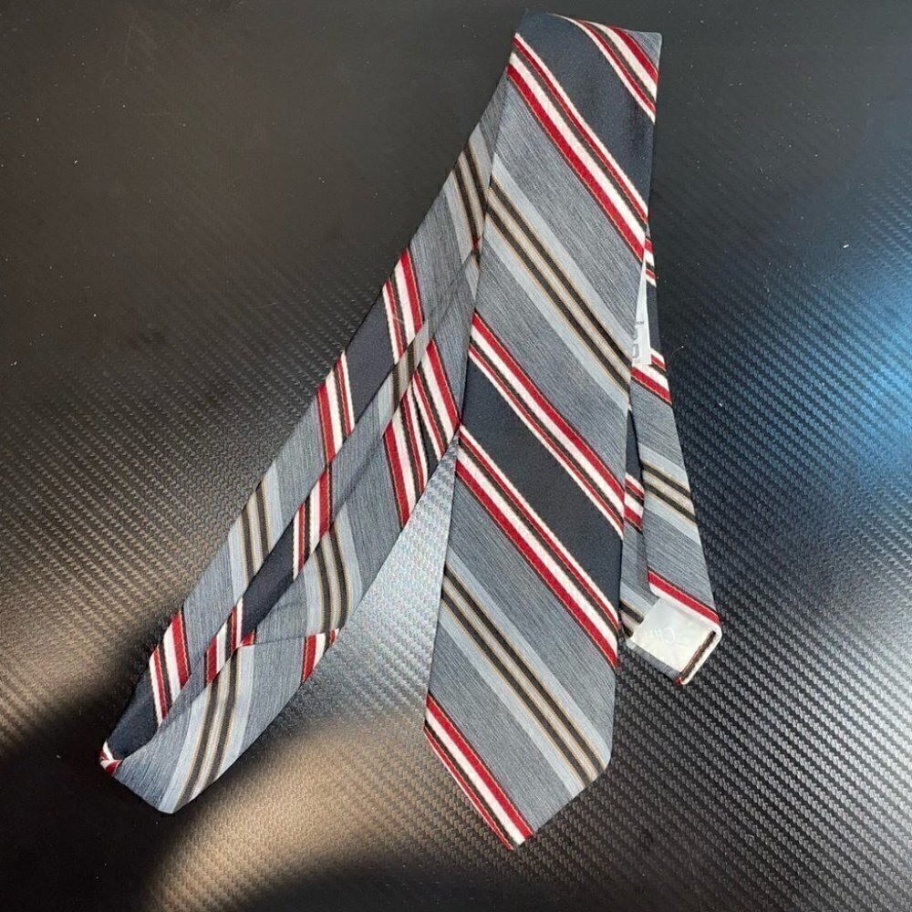 Christian Dior Jordan Marsh Neck Tie Skinny Striped 100% Polyester 90s Collab